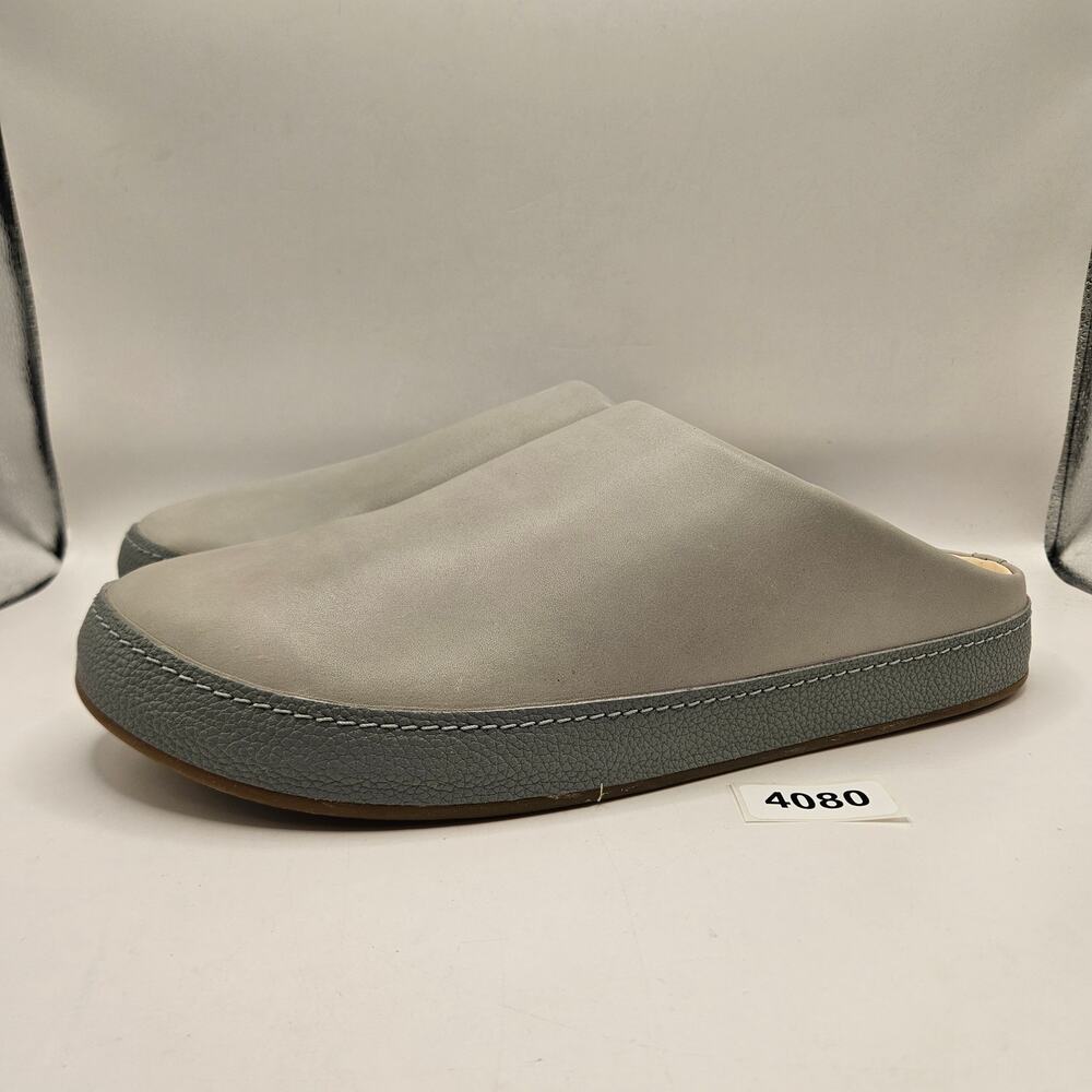 OLUKAI MEN'S 11 HAMANI MULE SLIPPER FULL GRAIN SMOKE STORM GREY SLIPPER NWOB